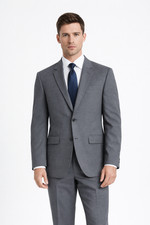 Schiefergrauer 2-Teiler Anzug 36R Sakko / 30R Hose Business Arbeit Schule Abschlussball 3158