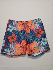 Arizona Hawaiian Print Above Knee Swim Shorts Trunks Size L Beach Pool.