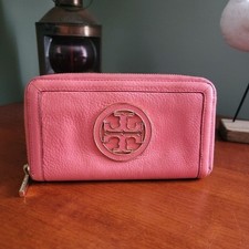 Tory Burch Amanda Continental Wallet Salmon Pink Leather Wallet