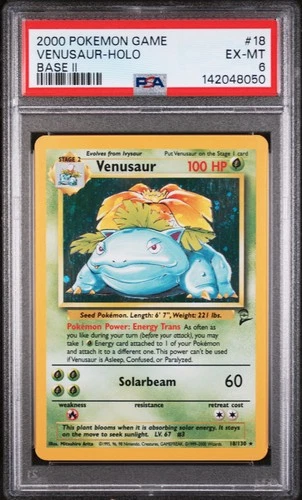 2000 POKEMON BASE SET 2 #18 VENUSAUR-HOLO PSA 6