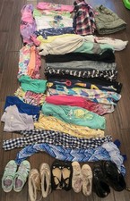 35 Piece Girls 7/8 Bundle Mix Lot USED Shoes 12 Jacket Vest Winter Clothes