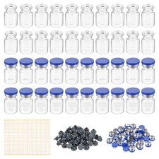 100pcs 5ml Sample Vials Lab Empty Vials with Rubber Stopper Caps Labels Clear