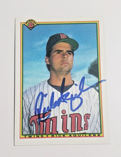 SIGNED RICK AGUILERA 1990 BOWMAN CARD #405 - TWINS
