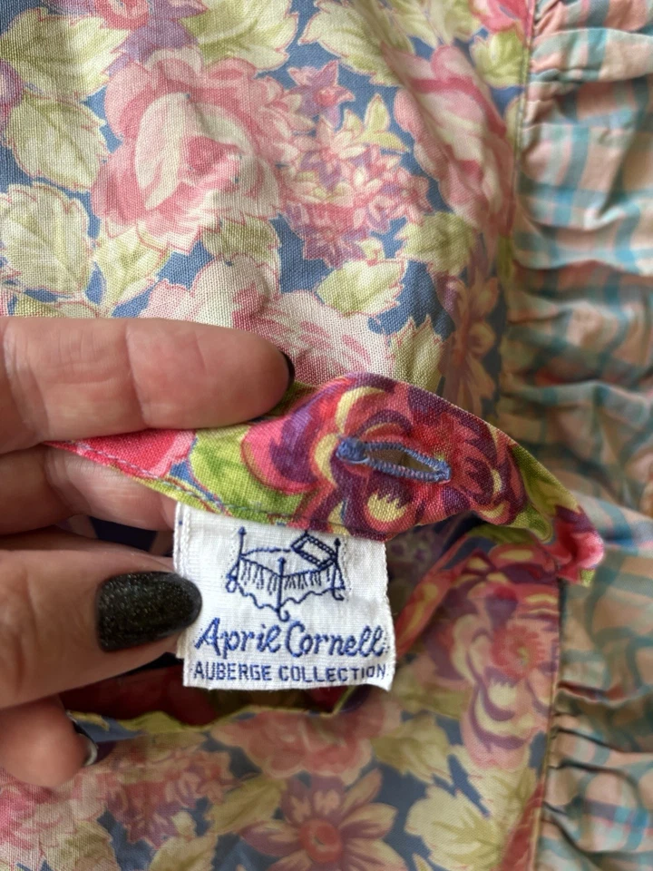 "Juego de almohada pequeña con volantes April Cornell de colección par ~ azul/rosa ~ 16""x10""" Foto 4 de 4