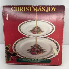 Fine Porcelain Double Tier Hostess Server License By Corning Inc. 7 3/4 & 10 1/4