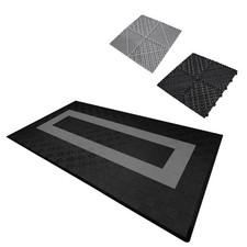 Image of Monster Shop Vented Garage Floor Tiles With Edges – 90 Black & 30 Grey