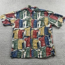 Pierre Cardin Shirt Mens Large Multicolor Button Up Short Sleeve Rayon