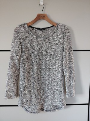 Next leichter Pullover schwarz/weiß Metallicfaser Größe 10
