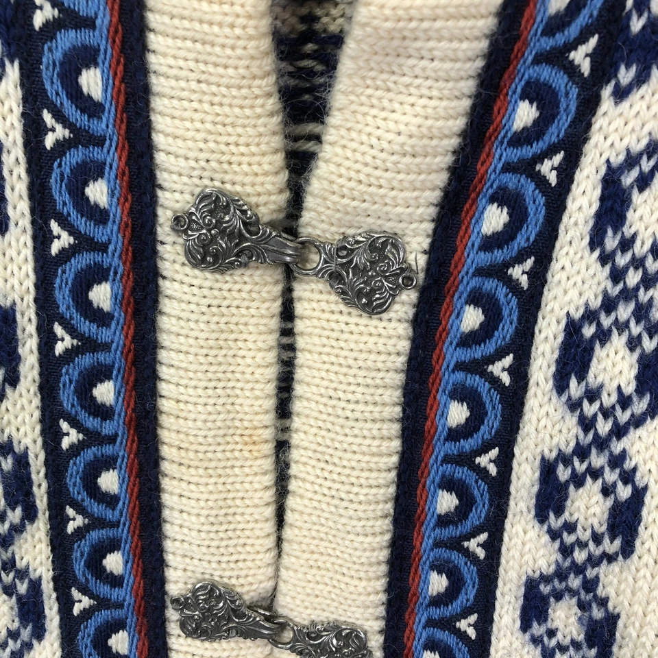 Vintage Dale of Norway Sweater Womens M Blue White Wool Norwegian Cardigan 90s - Image 3 of 4