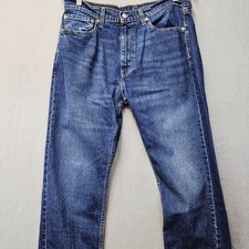 Levis 505 Jeans Mens 36x30 Blue Denim Regular Fit Straight Leg Cotton Zip Fly