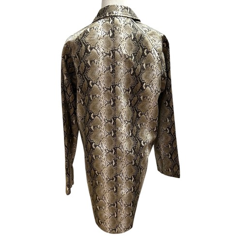 ASOS Women's Size 2 Creamy Beige Snakeskin Print PU Faux Leather Coat Jacket NWT - Picture 3 of 7