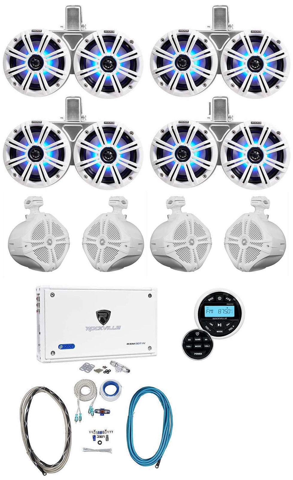 4 KICKER 45KMTDC65W Dual 65 4 8 динамиков для морского вейкборда Ресивер Усилитель Комплект 298490₽