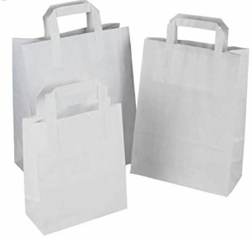 Weißpapier Tragetaschen mit flachen Griffen S, M, L 5 10 15 20 30 50 100 250 500 - Bild 8 von 9