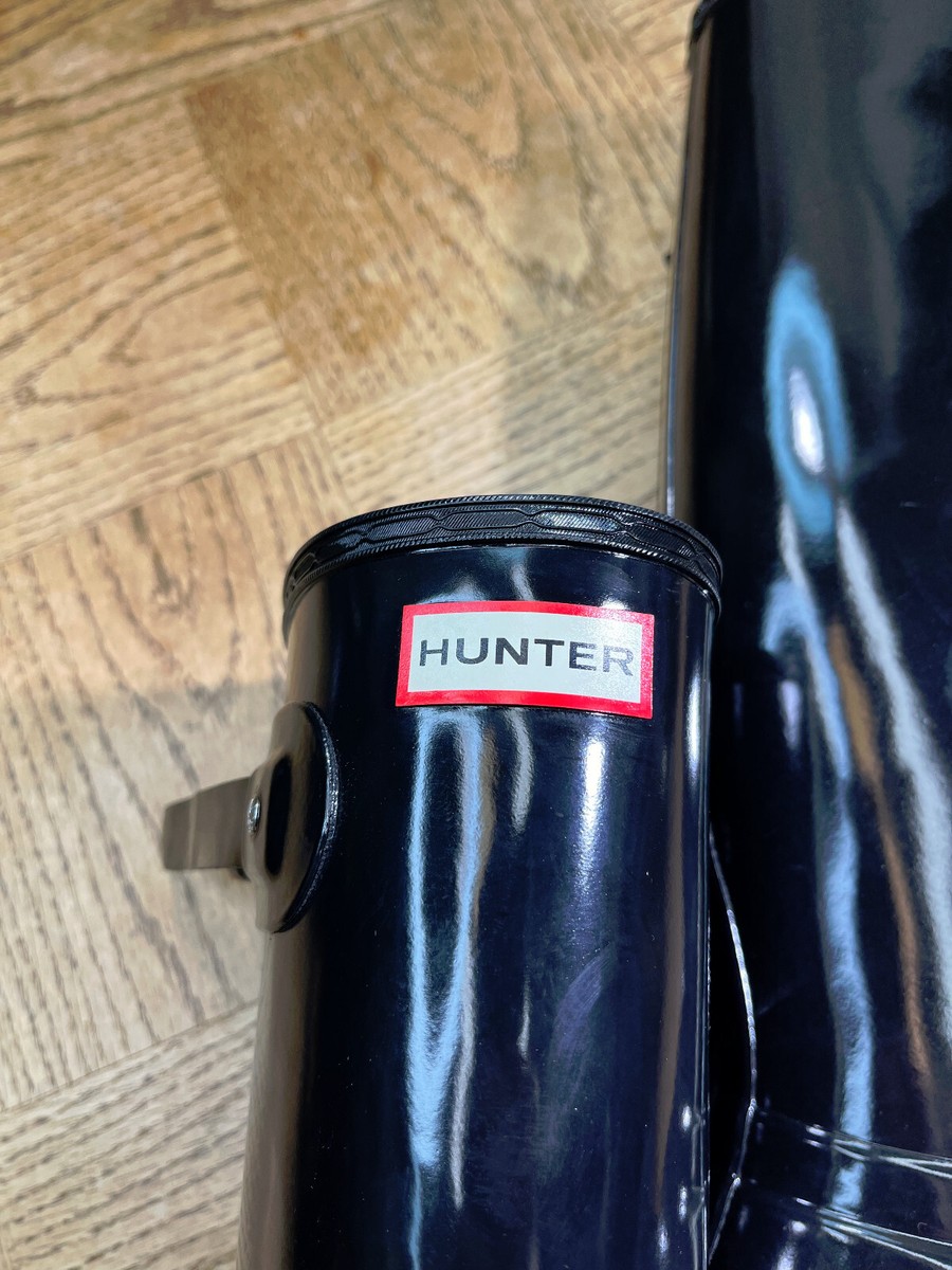 Women Hunter Original Tall Gloss Rain Boots Black Waterproof Knee