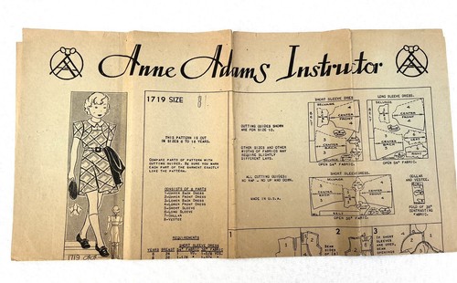 "Original 30er Jahre Anne Adams Mädchen Deko Kleid Muster Gr. 8 Brust 26" - Bild 6 von 9