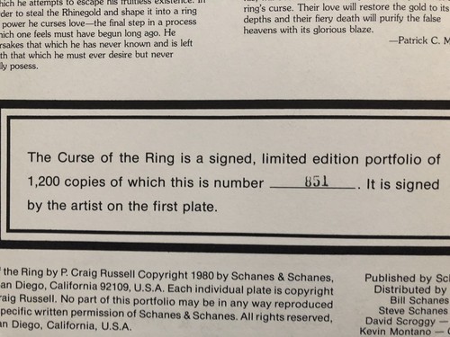 P. CRAIG RUSSELL LTD ED PORTFOLIO ART SIGNED & NUMBERED CURSE OF THE RING 1980 - Picture 3 of 7