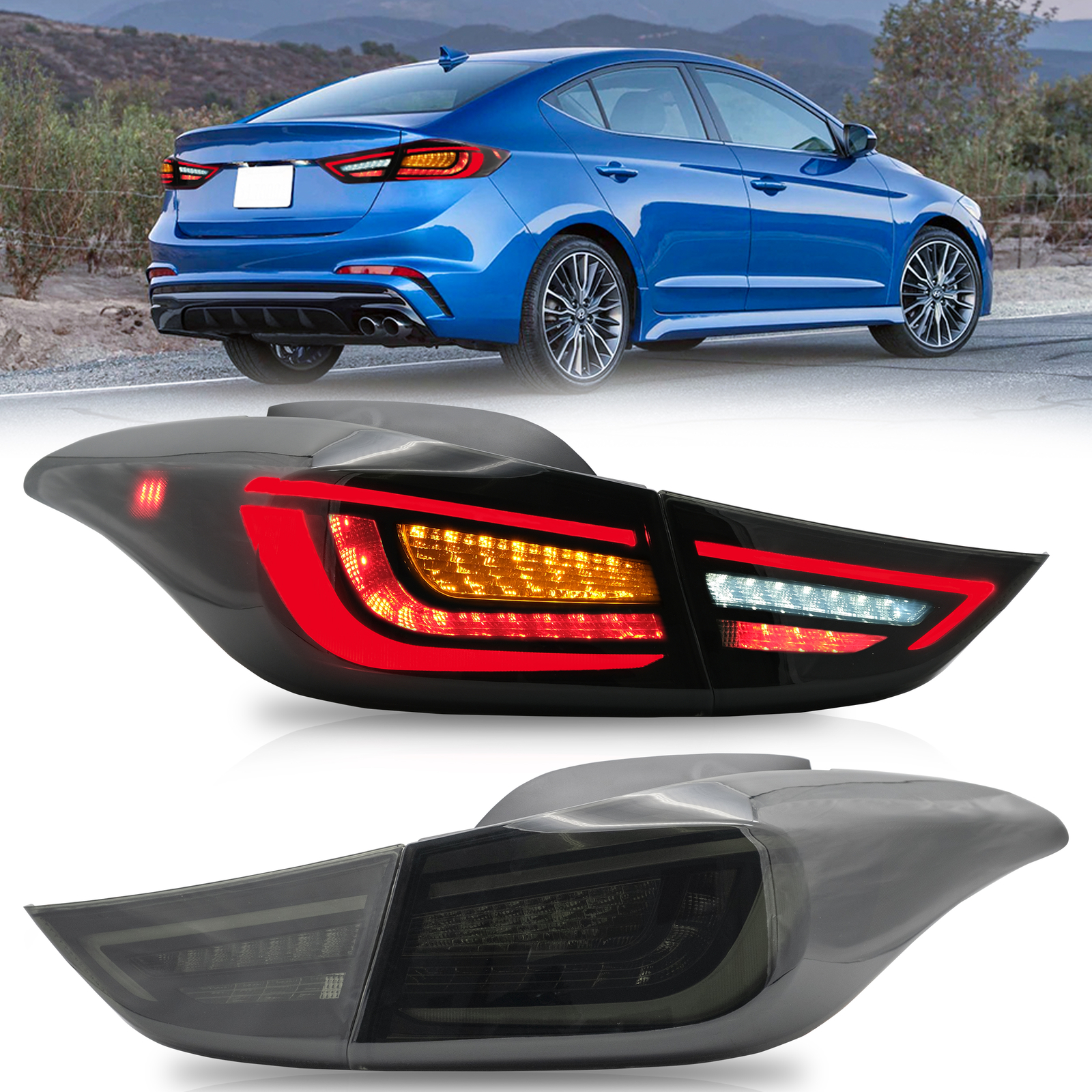 LED Tail Lights For 20112016 Hyundai Elantra Sequential Smoke Rear