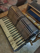 Antique Unbranded Black Accordion For Parts& Repair