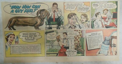 Bromo-Seltzer Ad: How Low Can A Guy Feel ?  from 1950's Size: 7.5 x 15 inches