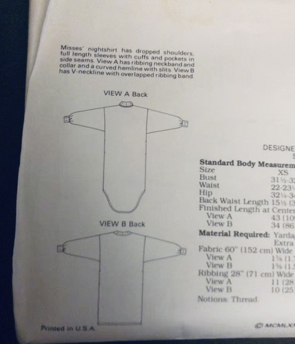 VTG Kwik Sew 1782 Misses Nightshirt Dorm Shirt Tunic Kwik Serge SX XS -XL - Picture 4 of 6