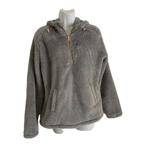 Zip Pullover Sherpa Hoodie Womens Size 