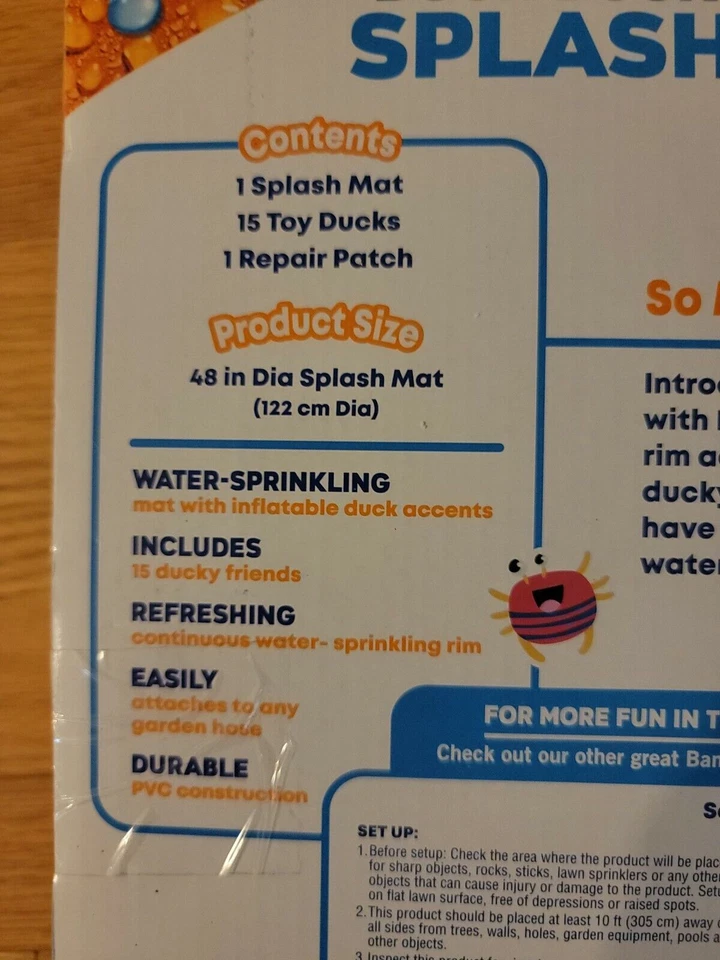 Banzai Jr Duck Duck Splash Inflatable Kiddie Splash Pad Mat + 15 Duckies NEW - Image 3 of 4