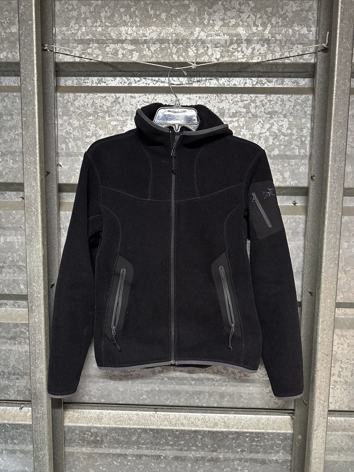 Arc'Teryx cardigan donna covert full zip maglione giacca taglia MEDIA VIOLA pile