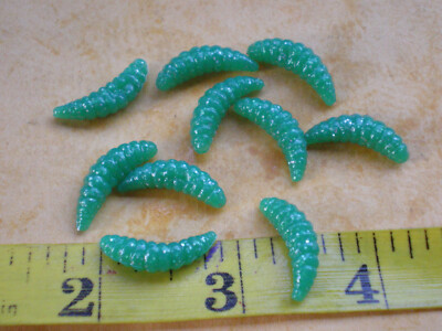 75 PCS. 7/8'' SOFT PLASTIC WORM JIGS, MAGGOT, LARVA/CRAPPIE PANFISH/EMERALD GREEN