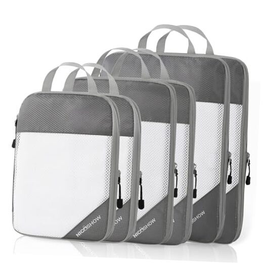 Grey Compression Packing Cubes Set of 6 for Travel Organizers-image
