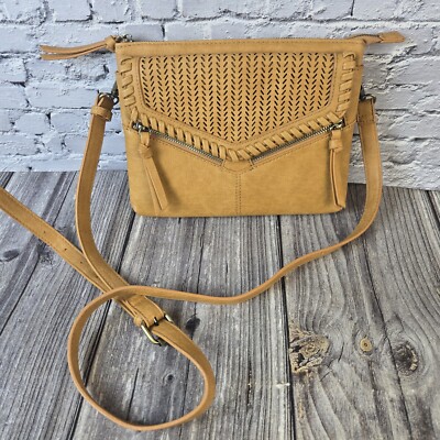Madison West Perforated Crossbody Purse Faux Leather Hippie Boho