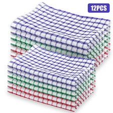 12pcs Kitchen Dish Cloths Set, Cotton Absorbent Tea Towels Terry Dishcloths Rags