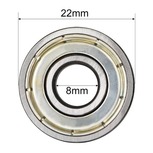 608-ZZ Rodamiento de Bolas 8x22x7 Doble Blindaje Metal Cromo Monopatín 608Z (10 CANTIDADES) - Imagen 4 de 4