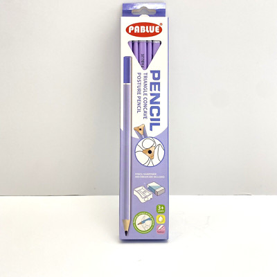 PABLUE HB Graphite Pencils Triangle Concave Grip Posture Pencil 12Pcs Purple NOS