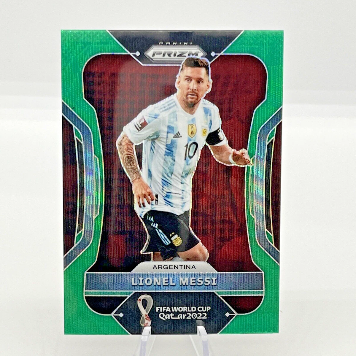 2022 Panini Prizm World Cup Qatar #7 Lionel Messi Green Wave Prizm -  Argentina