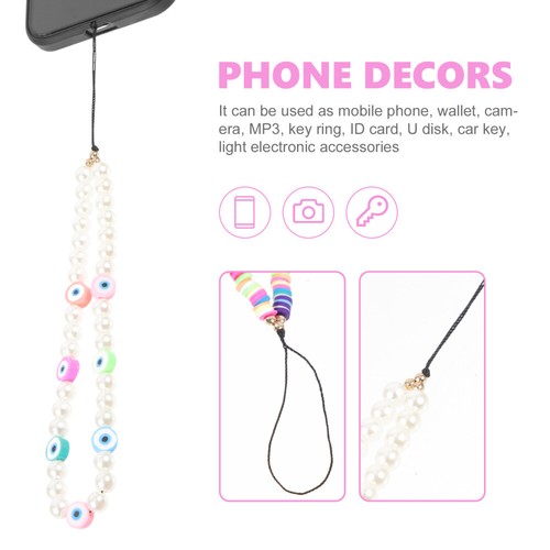 5 Pcs Mobile Phone Lanyard Pearl Chain Charm Wristlet Beaded Lanyards - 第 8/12 張圖片