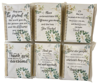 Appreciation Thank You Gifts Inspirational Spiral Notebook set of 24