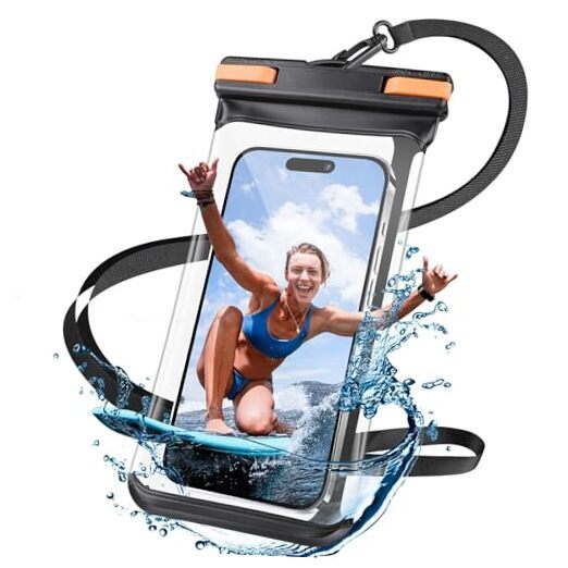 7'' Waterproof Phone Pouch for Cruise Ship Essentials 2024, IPX8 Dry Bag Black
