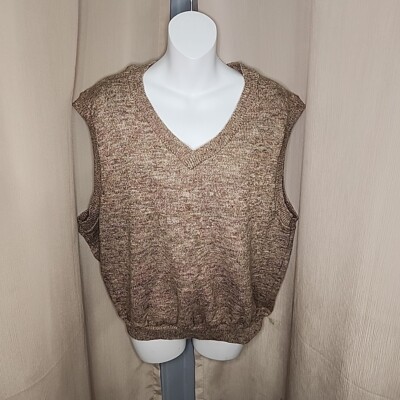 Sweater Vest Womens Uniforms To You Chicago  Size XL Brown Tan Acrylic Vintage
