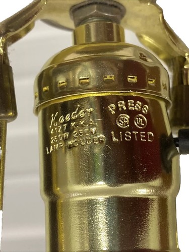 Vintage Kaeder Tischlampe mit dekorativem Metallfuß gold & braun 35" hoch - Bild 10 von 13