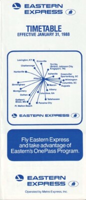 Metro Express timetable 1988/01/31 Eastern Express