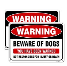 10X7 Rust Free Aluminum Beware Of Dog Sign 2Pcs Weather Resistant Durable