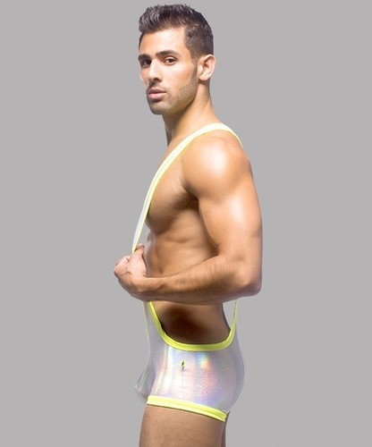 new Andrew Christian Glitz Singlet, Silver, Medium GAY58 - Picture 3 of 7