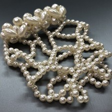 Vintage Faux Pearl Hair Bun Expandable Holder Pony Tail Barrette