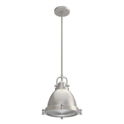 hunter bridgemoor brushed nickel industrial ribbed glass bell LED pendant light - Picture 2 of 6