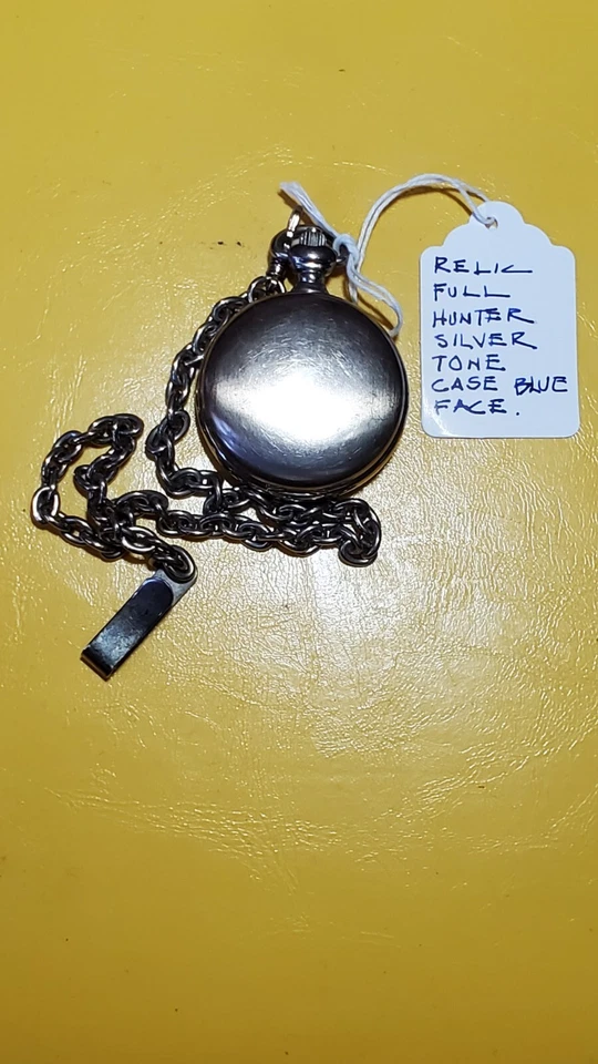 Reloj Bolsillo Reliquia Esfera Azul Estuche Hunter con Cadena 47mm Foto 3 de 4