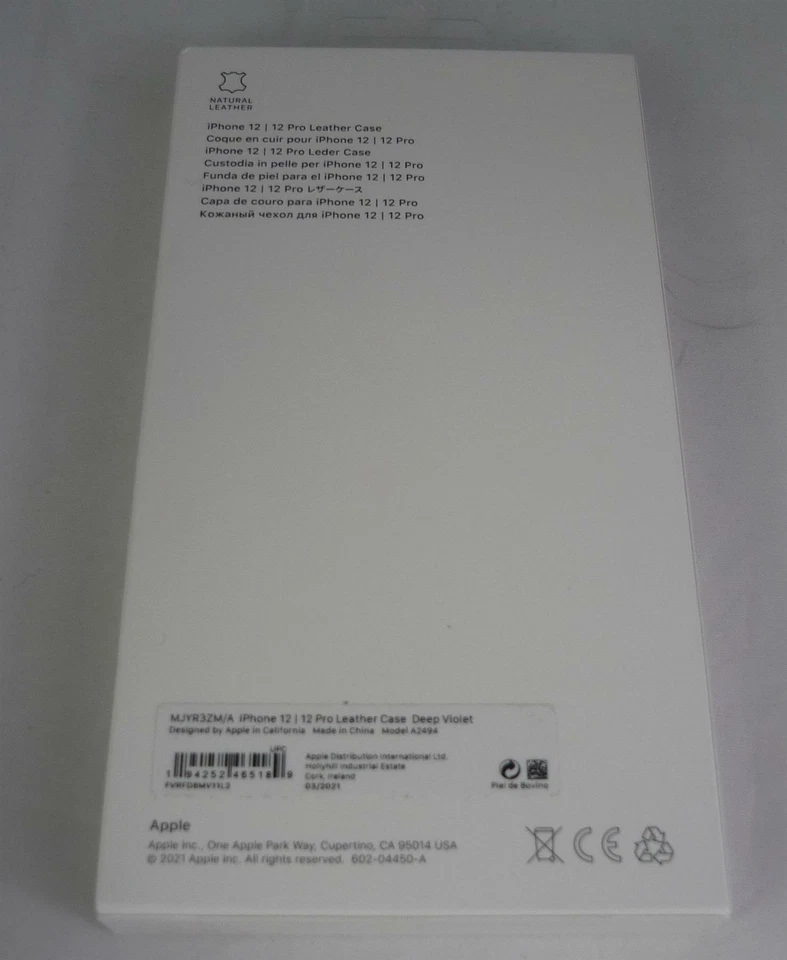 Originale Apple IPHONE 12/12 Pro Pelle Custodia Con Magsafe - Deep Viola - Nuovo - Immagine 3 di 4