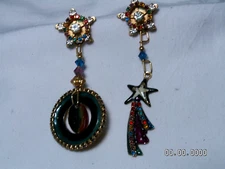 ...Vtg LUNCH AT THE RITZ...Stars, Shooting Star, Planet Dangle Pierced Earrings