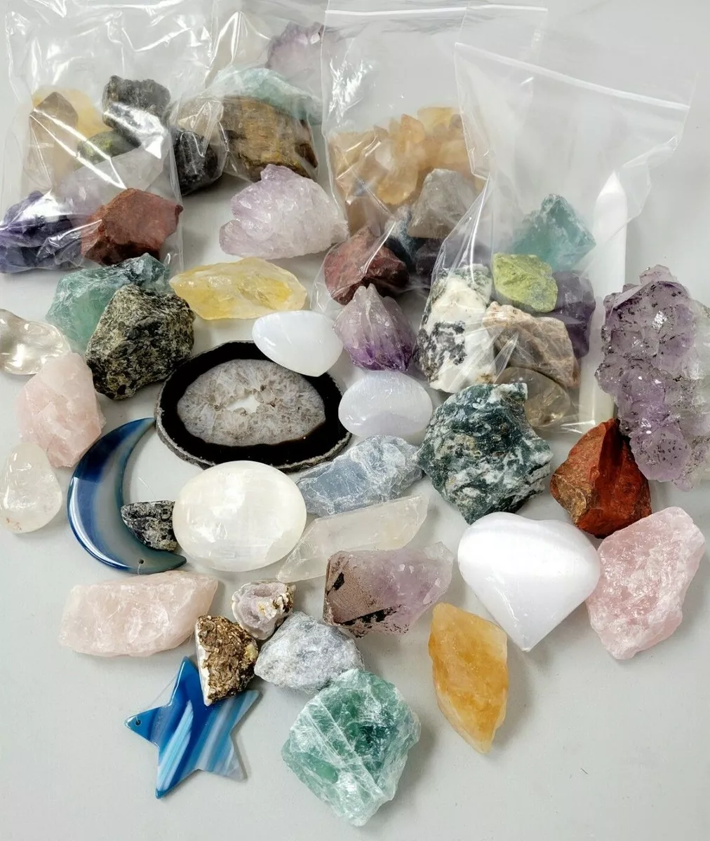 Random Crystals Lot Assorted Mixed Gemstones Bulk Rough Tumbled Stones