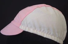 CYCLING CAP ONE SIZE HANDMADE IN USA PINK & IVORY 100% COTTON