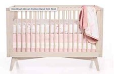 Oilo Prim Woven Cotton Band Crib Skirt in Blush Pink 17'' Drop Skirt NWOT